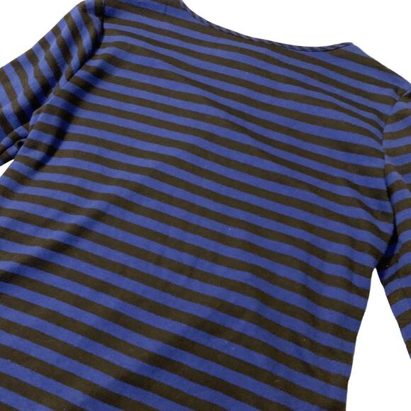 Ruby Rd Favorites Cobalt Blue & Black Striped Blouse Medium Preppy GrandmaCore - Picture 7 of 13